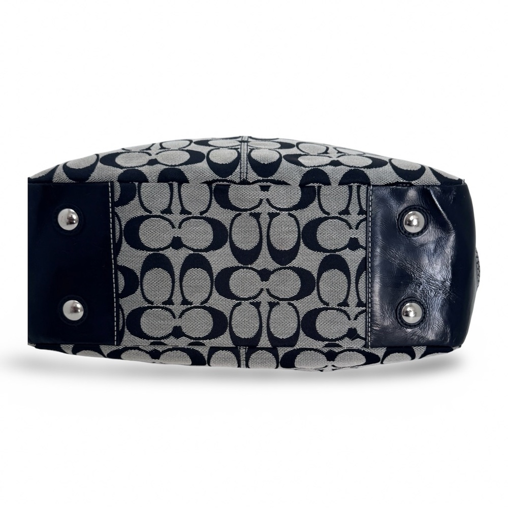 Coach Signature Turnlock Black Gray Jacquard Canvas Leather Trim F14281 - Picture 7 of 12